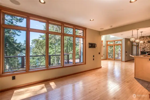 There is a sitting room/den off the kitchen for casual entertaining.