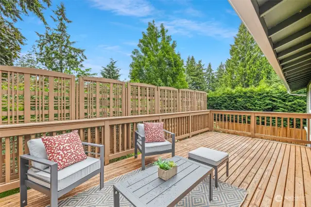 Beautiful back deck off the kitchen.
