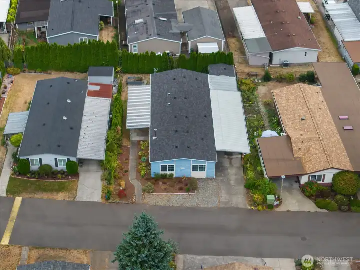 Overhead shot of home - note new roof installed just a few years ago!
