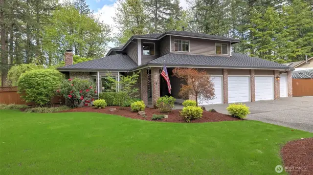 Welcome to this beautifully maintained home in Heather Highlands! The heart of the home features a seamless flow between the living, dining, and kitchen areas, creating an inviting atmosphere for gatherings. A dedicated office on the main floor adds flexibility—ideal for remote work, creative projects, or a quiet retreat. Enjoy a generous lot with a spacious deck and patio, perfect for entertaining, fully fenced backyard, shed and RV Parking. The new presidential roof adds durability and curb appeal. Upstairs, the primary suite offers an en suite bath and walk-in closet, plus two additional bedrooms for family, guests, or a home office. Don't miss the 4th bay garage which provides extra space, ideal for workshop or added storage.
