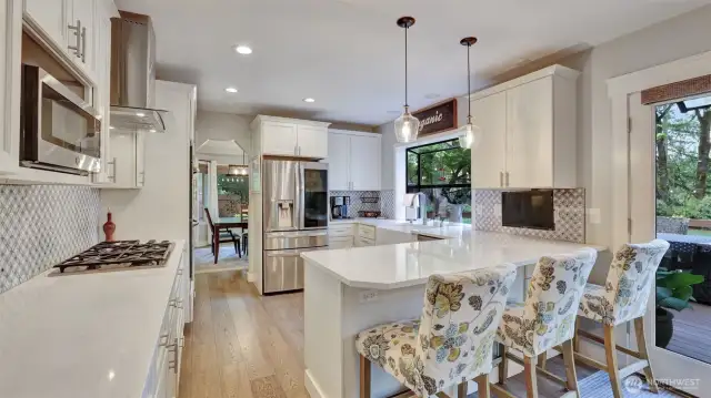 Enjoy entertaining your guests in this large kitchen.