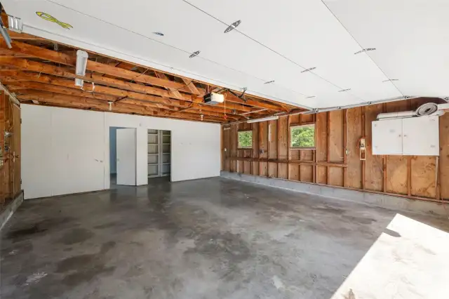 Oversized detached garage.