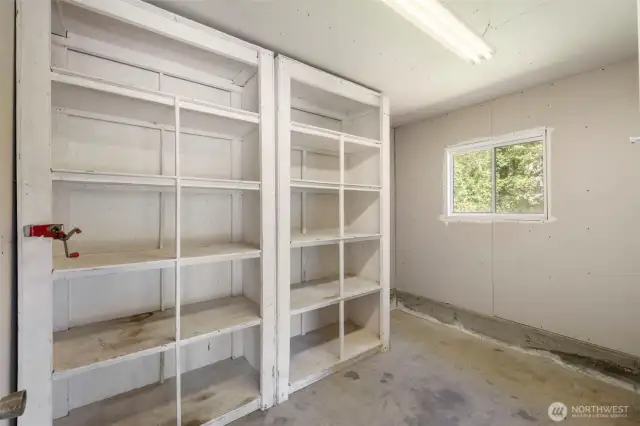 One of two storage rooms in garage