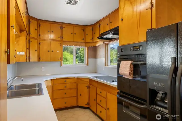 Likely built in place- much more durable than particle board!