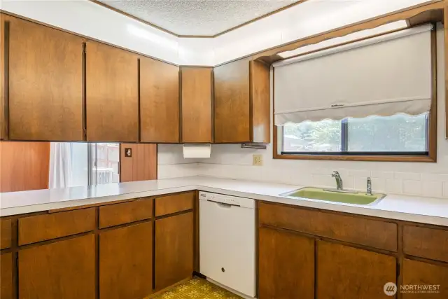 Plenty of countertop workspace and storage