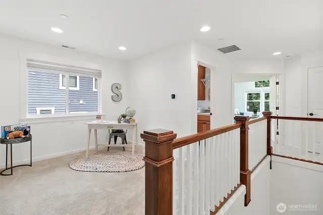 Freshly carpeted upper floor with four generously sized bedrooms, offering comfort and flexibility.