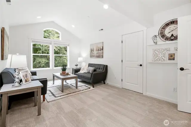 Bright with natural light and soaring vaulted ceilings—endless possibilities to create your perfect living or entertaining area.