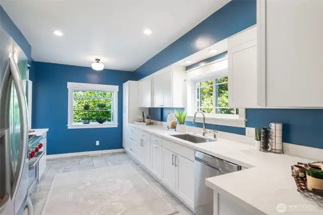 Great light including above the sink and a large bay window for herbs and greenery.