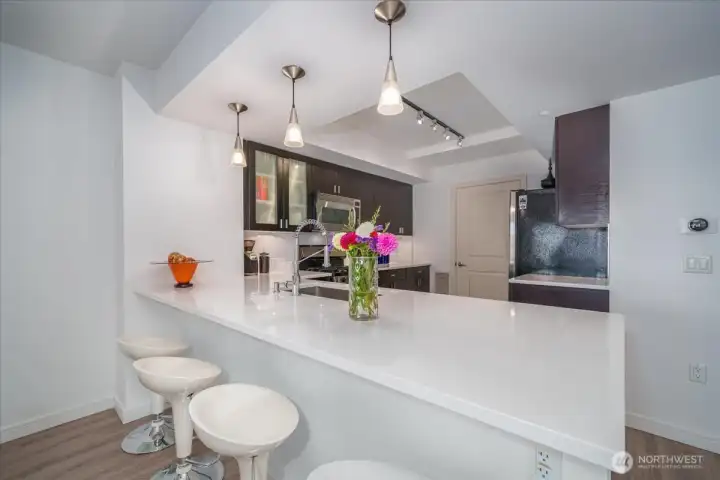 Designer kitchen with plenty of counter space for your culinary needs.