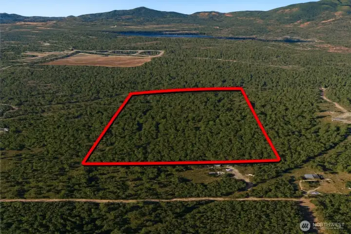 Overhead view with approximate boundaries in red.