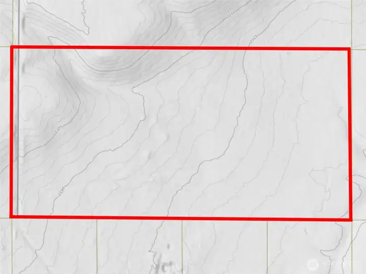 Approximate boundaries in red with approximate topography.