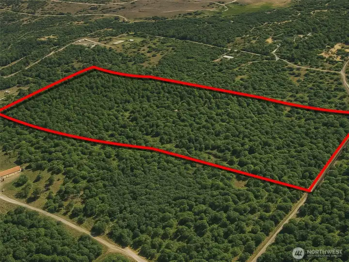 Overhead view with approximate boundaries in red.