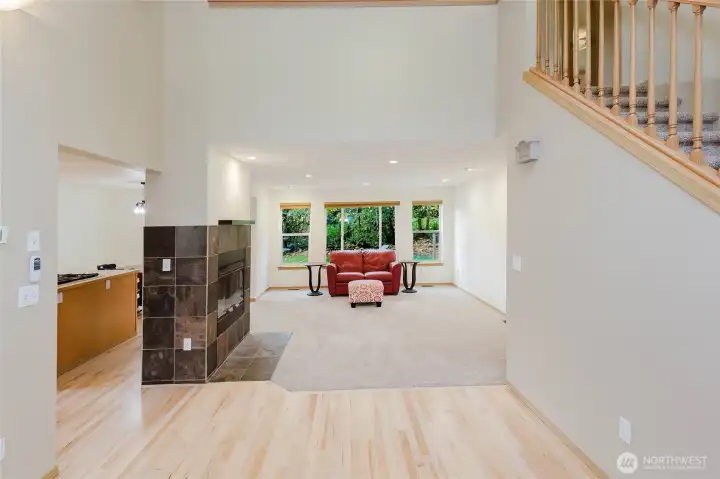 Beautiful flooring extends through to the kitchen.