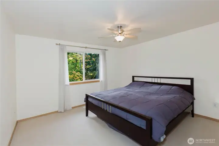 Primary bedroom offers respite at the end of the day.