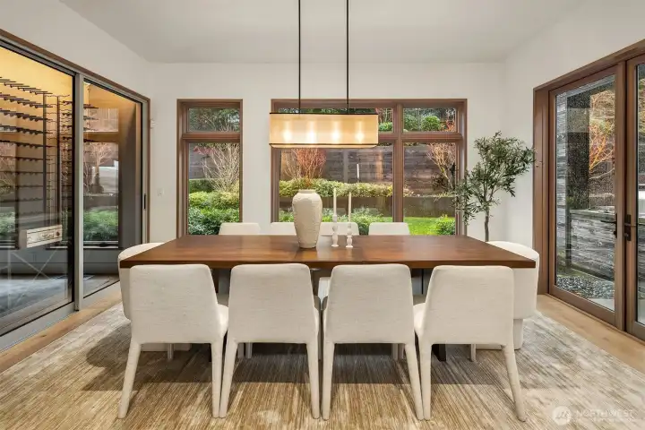 Dining Room is perfect for entertaining with French doors leading to the backyard, private oasis.