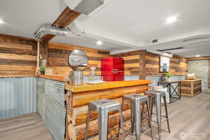 Lower level built in bar area