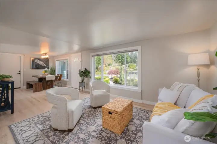 Living room window overlooks front garden