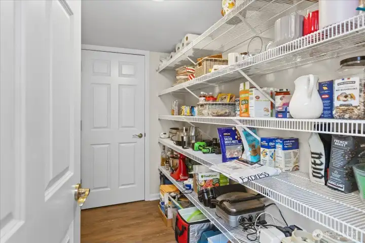A generous pantry keeps everything within reach and beautifully organized.