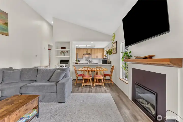 New electric fireplace for cozy ambience. New electric fireplace for cozy ambience.