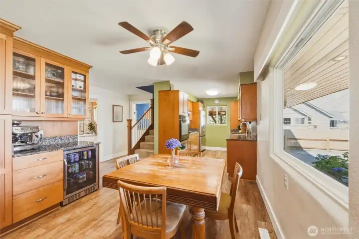Living room flows easily to the dining room and kitchen Living room flows easily to the dining room and kitchen