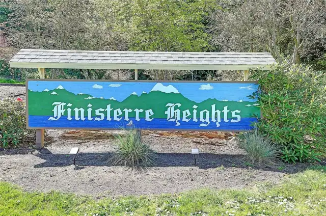 The Finesterre Heights neighborhood is awesome! Quiet, Private roads, trails and lots of green space!