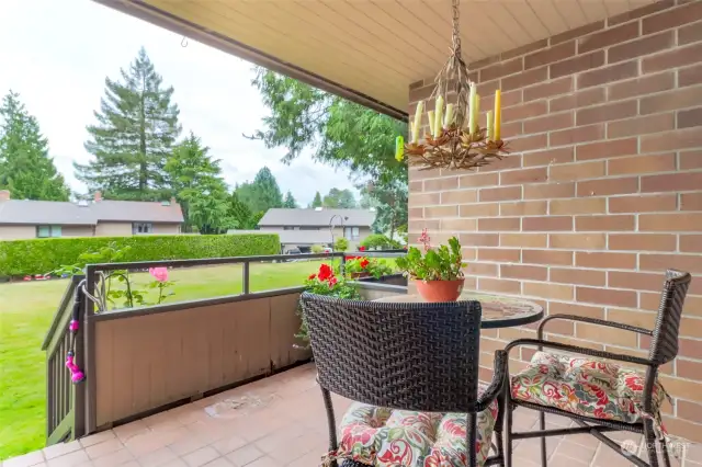 The covered back area is perfect for taking in the outdoors.