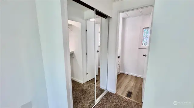 Mirrored doors in primary suite