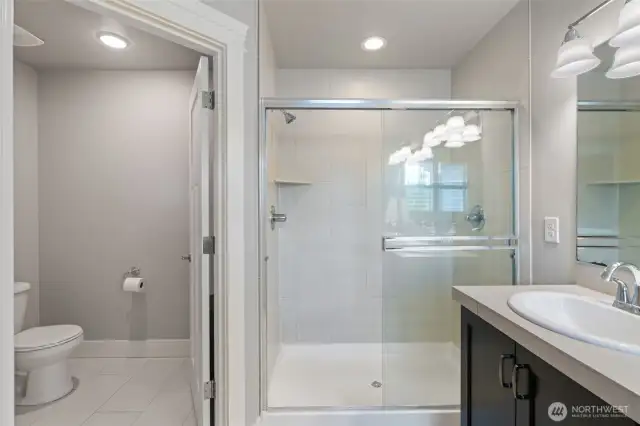 walk-in shower, private toilet