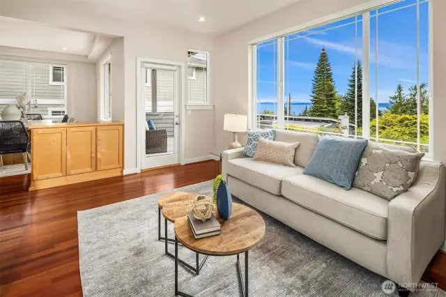 West facing sound and mountain views