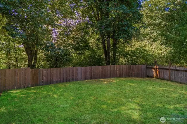 Fully fenced in backyard
