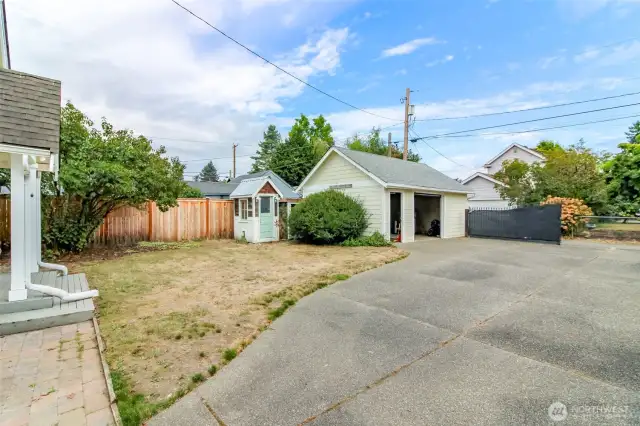 Spacious area perfect for gardening or entertaining.