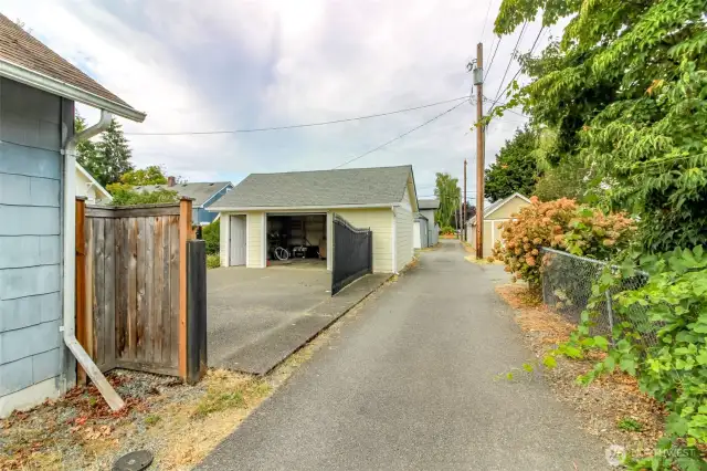 Alley to gated back.