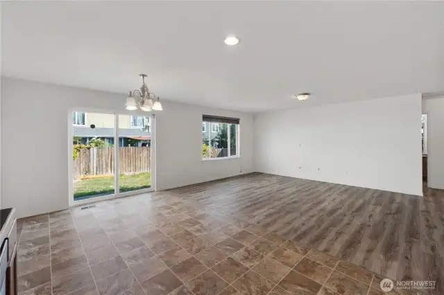 Dining room and large living room.