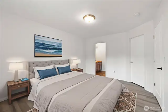 Virtually staged Primary bedroom