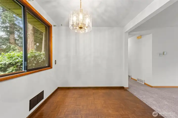 Dining area just off kitchen and living room