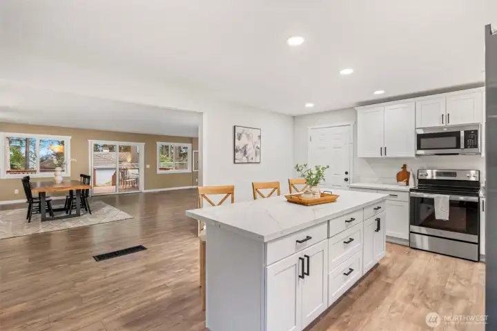 Kitchen with views to dinning