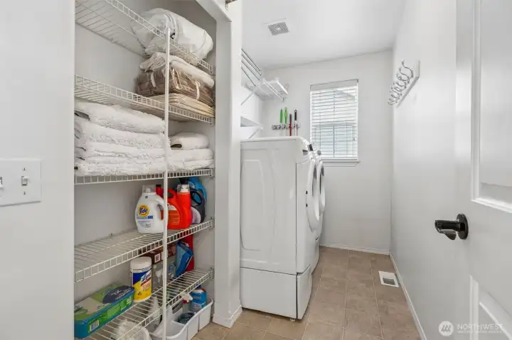 Convenient laundry room upstairs. Washer & dryer are included with the home.