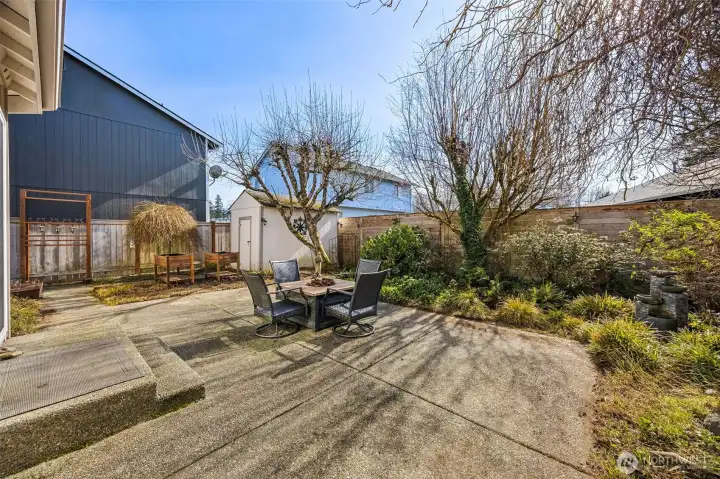 Patio furniture, conversation fire place, and landscaping supplies can be included with the home.