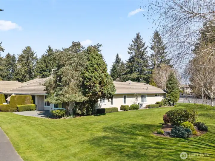 Back of home with nice size patio