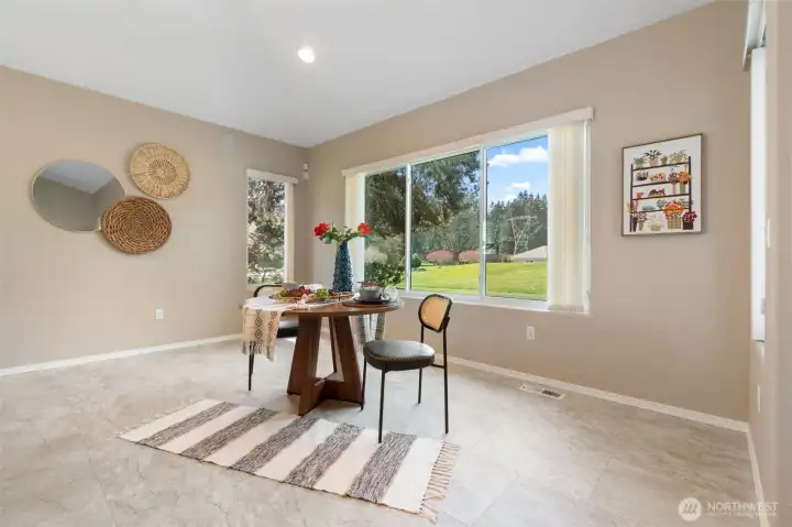 Dining room is large enough for a big table.