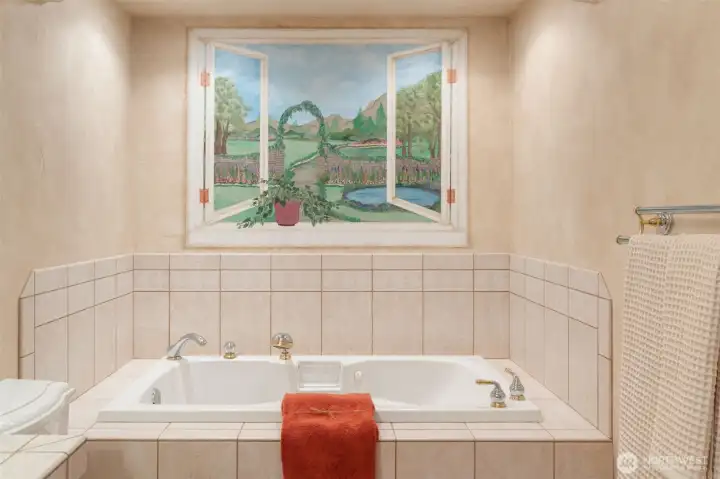 Guest bath with soaking tub