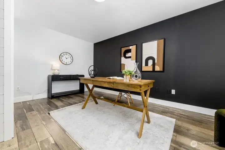 Ground floor bedroom staged as office space