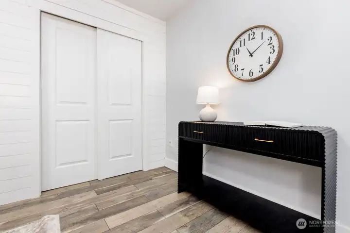 Ground floor bedroom staged as office space