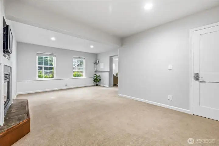 Large family room perfect for movie nights and entertaining. Large family room perfect for movie nights and entertaining.