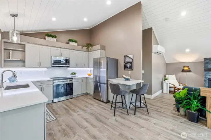 Elegant kitchen with quartz counters and contemporary style. Elegant kitchen with quartz counters and contemporary style.