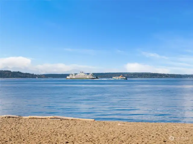 Watch the ferries pass by or have a picnic on the beach