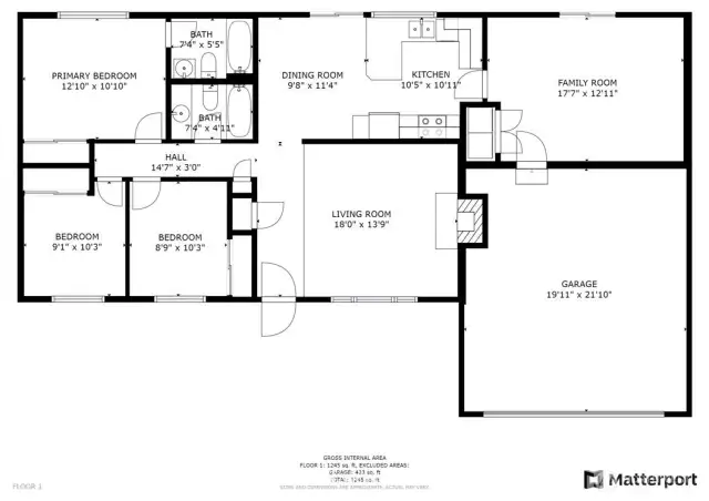 Great Floor Plan Makes Efficient Usage of The 1308 sqft
