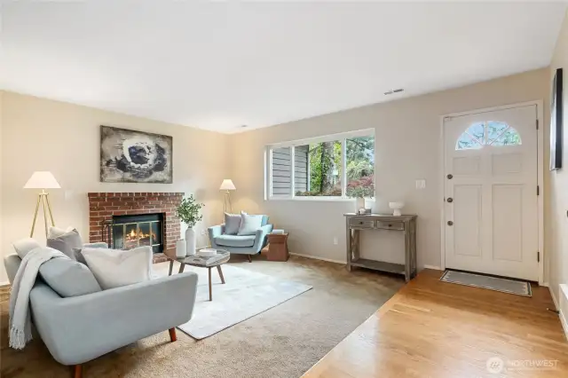 Living Room w/ Wood Burning Fireplace