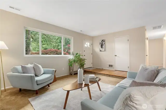 Living Room w/ Wood Burning Fireplace
