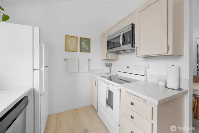 freshly updated cabinets with matte gold accents